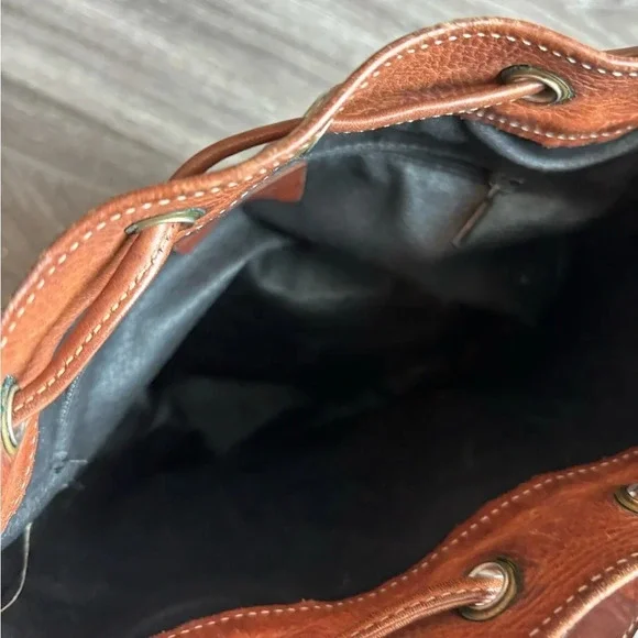 POLLINI Shoulder BUCKET bag Brown/Black  VINTAGE Leather heavy RRP £390 - Picture 7 of 10